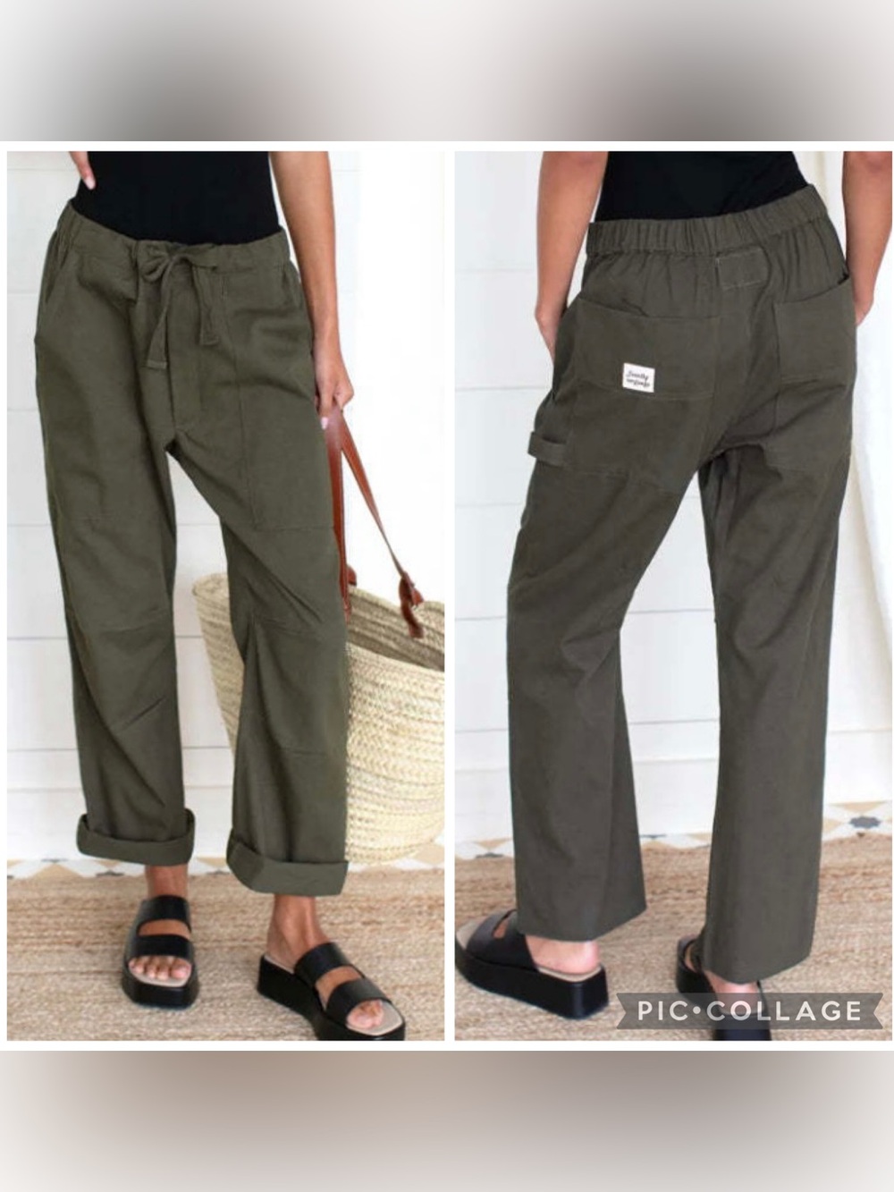 EMERSON FRY Women’s Green INDIA COLLECTION FAMILY CARGO PANTS Cotton Size M